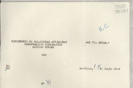 Circular N° 41, 1948 jun. 14, Santiago [a] las Misiones diplomáticas y consulares de Chile en el exterior