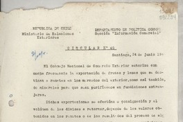 Circular N° 45, 1948 jun. 24, Santiago [a] los Señores Consules de Chile en el exterior