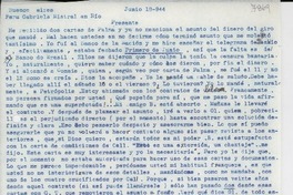 [Carta] 1946 jun. 18, Buenos Aires, [Argentina] [a] Gabriela Mistral, Río, [Brasil]
