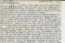 [Carta] 1944 ago. 13, uenos [i.e. Buenos] Aires, [Argentina] [a] Palma Guillén
