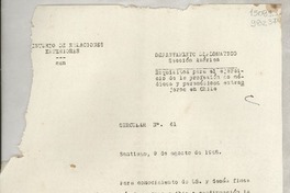 Circular N° 61, 1948 ago. 9, Santiago [a] los Señores Jefes de Misión y Consules de Chile