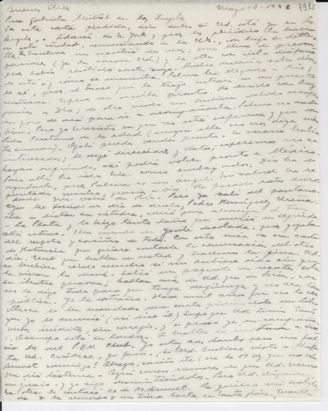 [Carta] 1946 mayo 13, Buenos Aires [a] Gabriela Mistral, Los Ángeles