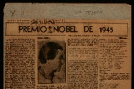 Premio Nobel de 1945 Gabriela Mistral