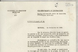 Circular N° 91, 1948 nov., Santiago, [Chile] [a] Los Señores Jefe de Misión y Cónsules de Chile