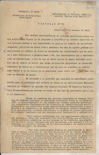 Circular N° 78, 1948 oct. 7, Santiago [a] los señores Representantes Diplomáticos y Consulares de Chile en el exterior