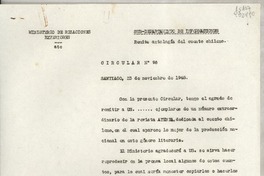 Circular N° 96, 1948 nov. 23, Santiago, [Chile] [a] Los Señores Jefes de Misión y Cónsules de Chile