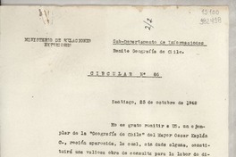 Circular N° 86, 1948 oct. 25, Santiago [a] los señores Jefes de Misión y Consules de Chile