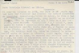 [Carta] 1950 ene. 5, Buenos Aires, [Argentina] [a] Gabriela Mistral, México