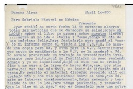 [Carta] 1950 abr. 14, Buenos Aires, [Argentina] [a] Gabriela Mistral, México