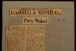 Gabriela Mistral Prix Nobel
