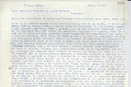 [Carta] 1947 jul. 17, Buenos Aires [a] Gabriela Mistral, Santa Bárbara