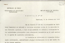 Circular N° 19, 1949 feb. 24, Santiago, [Chile]