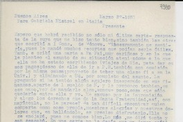 [Carta] 1951 mar. 27, Buenos Aires [a] Gabriela Mistral, Italia