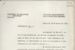 Circular N° 24, 1955 mar. 30, Santiago [a] los funcionarios del servicio exterior