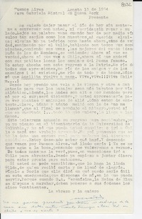 [Carta] 1954 ago. 13, Buenos Aires [a] Gabriela Mistral, Nueva York