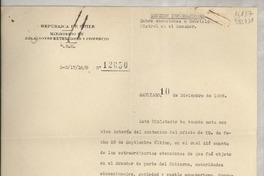 [Memorandum] N° 12050, 1938 dic. 10, Santiago, [Chile] [a la] Señorita Lucila Godoy, Legación de Chile en Cuba, La Habana
