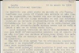 [Carta] 1956 ene. 19, Lanús, [Argentina] [a] Gabriela Mistral