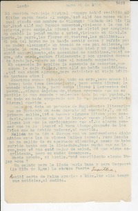 [Carta] 1956 mayo 20, Lanús, [Argentina] [a] Gabriela Mistral