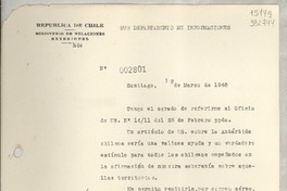 [Memorandum] N° 012801, 1948 mar. 18, Santiago [al] Señor Consul de Chile en Santa Barbara