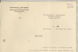 [Memorandum] N° 006153, 1948 jun. 8, Santiago [a] La Señorita Lucila Godoy, Consul de Chile en Santa Barbara