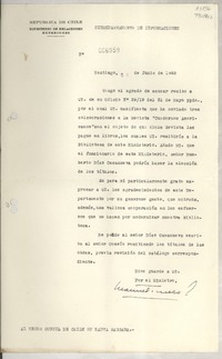 [Memorandum] N° 006959, 1948 jun. 24, Santiago, [Chile] [al] Señor Cónsul de Chile en Santa Bárbara, [EE.UU.]