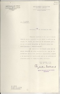 [Memorandum] N° 011928, 1948 oct. 19, Santiago, [Chile] [al] Señor Cónsul de Chile, Santa Bárbara, [EE.UU.]