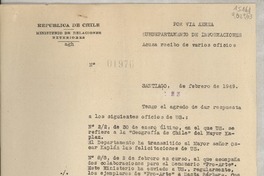 [Memorandum] N° 01976, 1949 feb. 23, Santiago, [Chile] [a] Doña Lucila Godoy, Cónsul de Chile, México