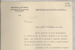 [Memorandum] N° 04698, 1950 mayo 11, Santiago [a] la Señora Consul de Chile en Jalapa, Veracruz, México
