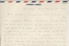 [Carta] 1944 mar. 12, Santiago [a] Gabriela Mistral