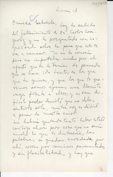 [Carta] 1947 [a] Gabriela Mistral