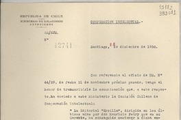 [Memorandum] N° 12741, 1950 dic. 11, Santiago [a] la señora Lucila Godoy Alcayaga, Cónsul de Chile en Nápoles, Italia