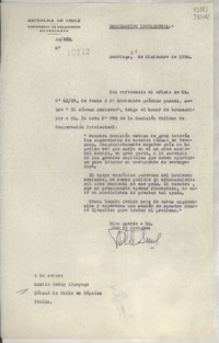 [Memorandum] N° 12742, 1950 dic. 11, Santiago [a] la señora Lucila Godoy Alcayaga, Cónsul de Chile en Nápoles, Italia