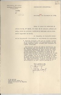 [Memorandum] N° 12745, 1950 dic. 11, Santiago [a] la señora Lucila Godoy A., Cónsul de Chile en Nápoles, Italia