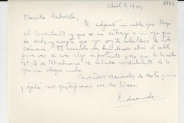 [Carta] 1949 abr. 8, [Estados Unidos] [a] Gabriela Mistral