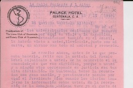 [Carta] 1945 nov. 15, Guatemala [a] Gabriela Mistral