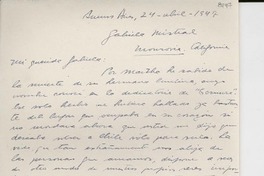 [Carta] 1947 abr. 24, Buenos Aires, [Argentina] [a] Gabriela Mistral, Monrovia, California, [EE.UU.]