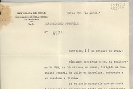 [Memorandum] N° 6924, 1935 oct. 11, Santiago, [Chile] [a la] Señorita Lucila Godoy A., Cónsul de Chile, Lisboa, [Portugal]