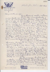 [Carta] 1943 feb. 26, Washington [a] Gabriela Mistral