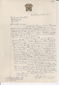 [Carta] 1943 oct. 1, Santiago [a] Gabriela Mistral, Petrópolis, Brasil