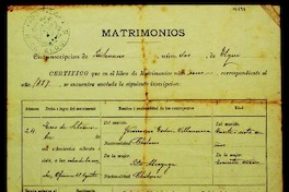 Certificado de Matrimonio de Jerónimo Godoi y Peta Alcayaga