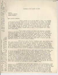 [Carta] 1948 ago. 23, Santiago, [Chile] [a] Gabriela Mistral