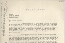 [Carta] 1948 ago. 23, Santiago, [Chile] [a] Gabriela Mistral