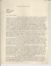 [Carta] 1949 mayo 5, Santiago, [Chile] [a] Gabriela Mistral, Hotel Mocambo, Veracruz, [México]