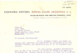 [Carta] 1957 dic. 5, Buenos Aires, [Argentina] [a] Doris Dana, Long Island, Nueva York (U.S.A.)