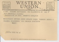 [Telegrama] 1947 mar. 4, Santiago [a] Gabriela Mistral, Monrovia, California