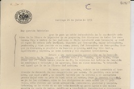 [Carta] 1951 jul. 26, Santiago [a] Gabriela Mistral