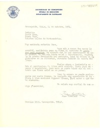 [Carta] 1961 oct. 11, Concepción, Chile [a] Doris Dana, Nueva York, Estados Unidos de Norteamérica