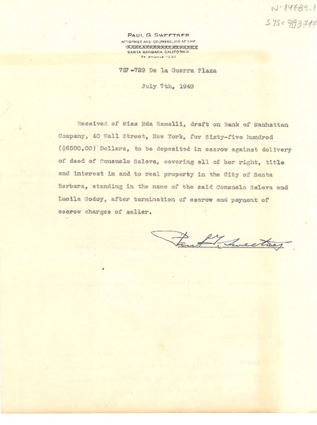 [Carta] 1949, jul. 7, Santa Barbara, California, [Estados Unidos] [a] [Gabriela Mistral]