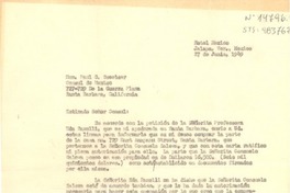[Carta] 1950, jun. 27, Hotel "Mocambo", Veracruz, República de México [a] Paul G. Sweetser, Santa Barbara, California, [Estados Unidos]