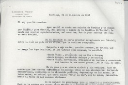 [Carta] 1953 dic. 24, Santiago, [Chile] [a] [Gabriela Mistral]
